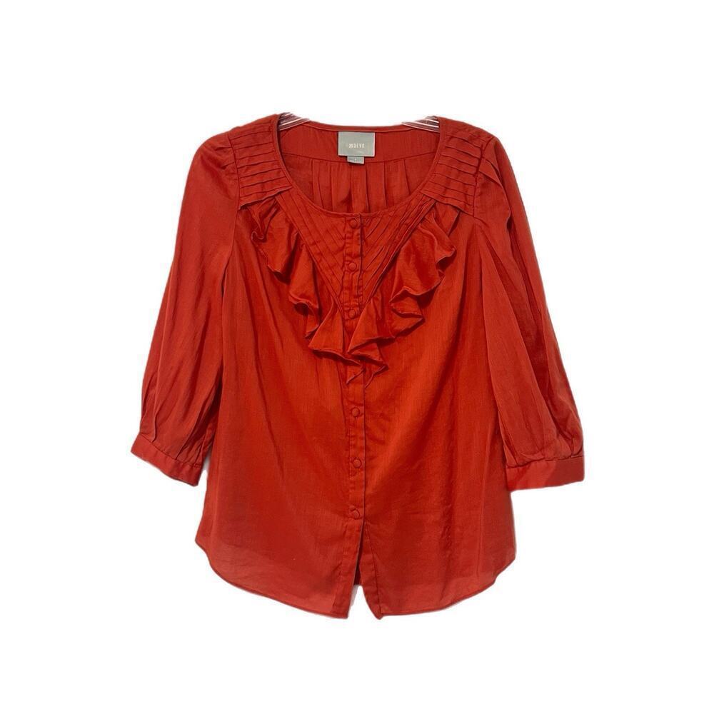 Maeve Anthropologie Nicoleta Ruffled Peasant Blouse Size 6 Silky Cottagecore